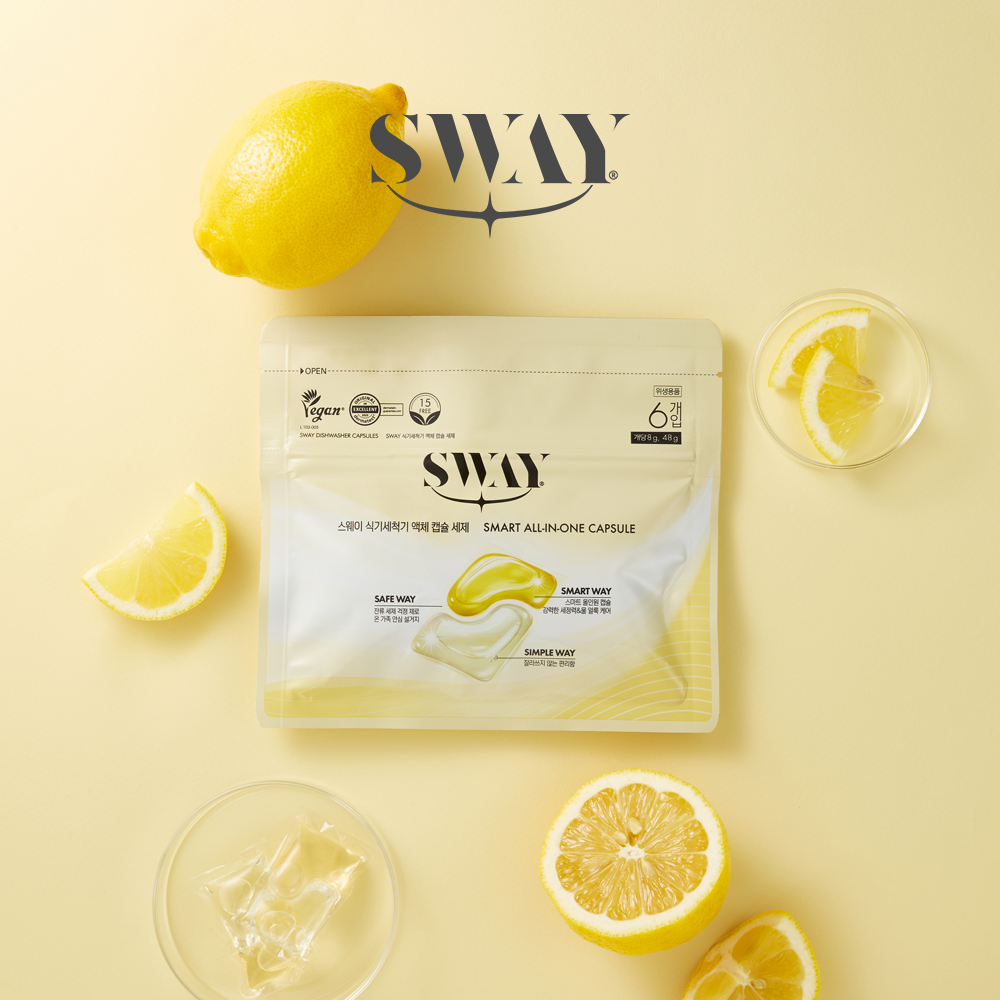 SWAY 식기세척기 액체캡슐세제 레몬향 6입 제품 촬영, 상세페이지 제작